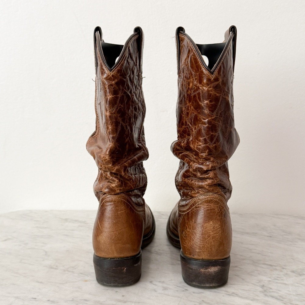 Double H Western Boots Distressed Brown Leather Cowboy Rodeo Mid-Calf Brown - Picture 9 of 12